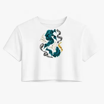 Kesik Yörünge Soyut Crop Tişört